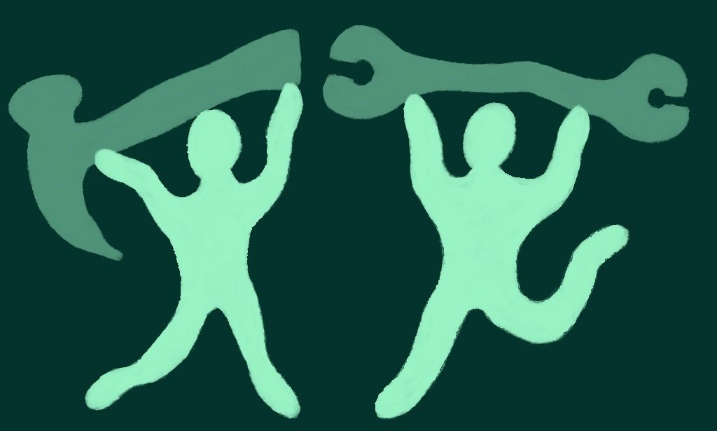 Nostos - Illustration of People Holding Tools